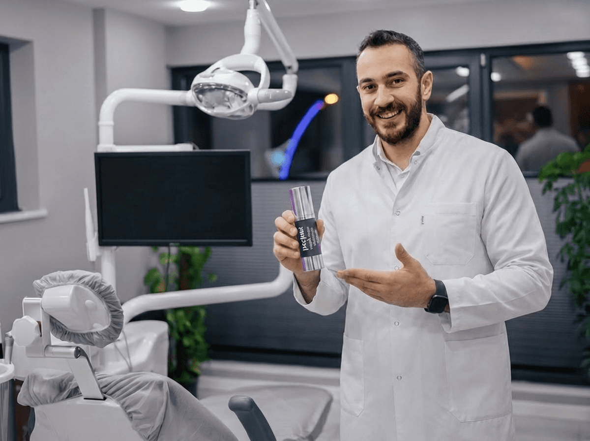 Dentist holding Perfora product in clinic